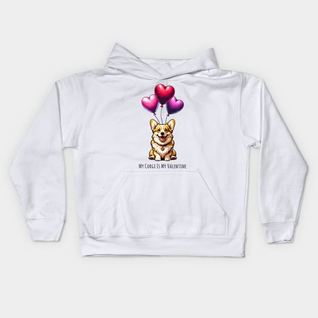 My Corgi Is My Valentine Kids Hoodie by Happy Solstice